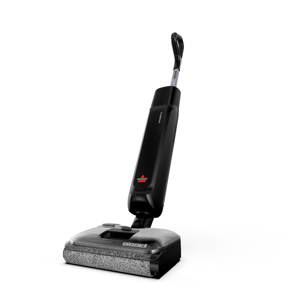 BISSELL CrossWave Reach Plus in black and silver, shown upright