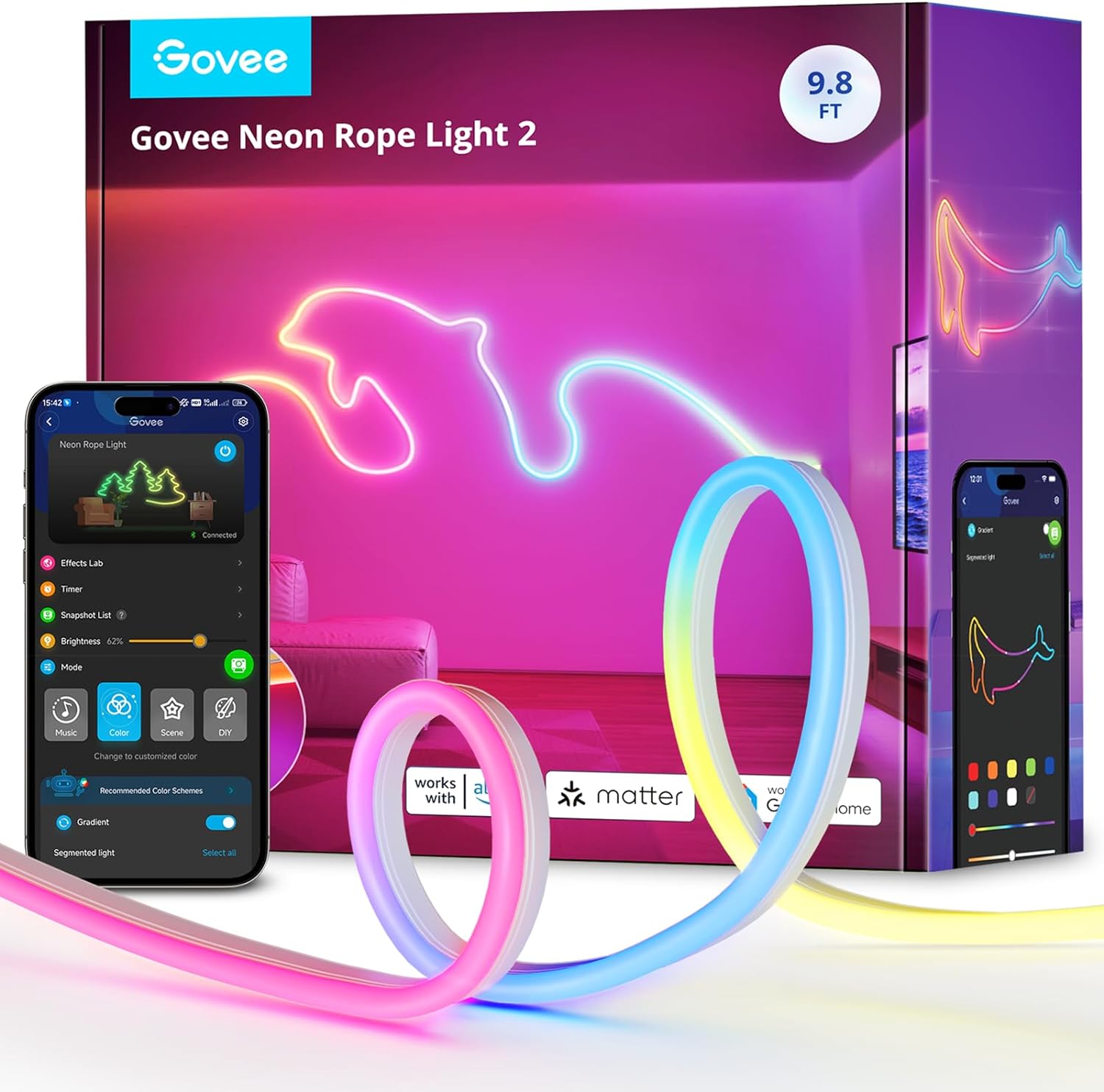 Govee Neon Rope Light 2, 9.8 ft product listing image