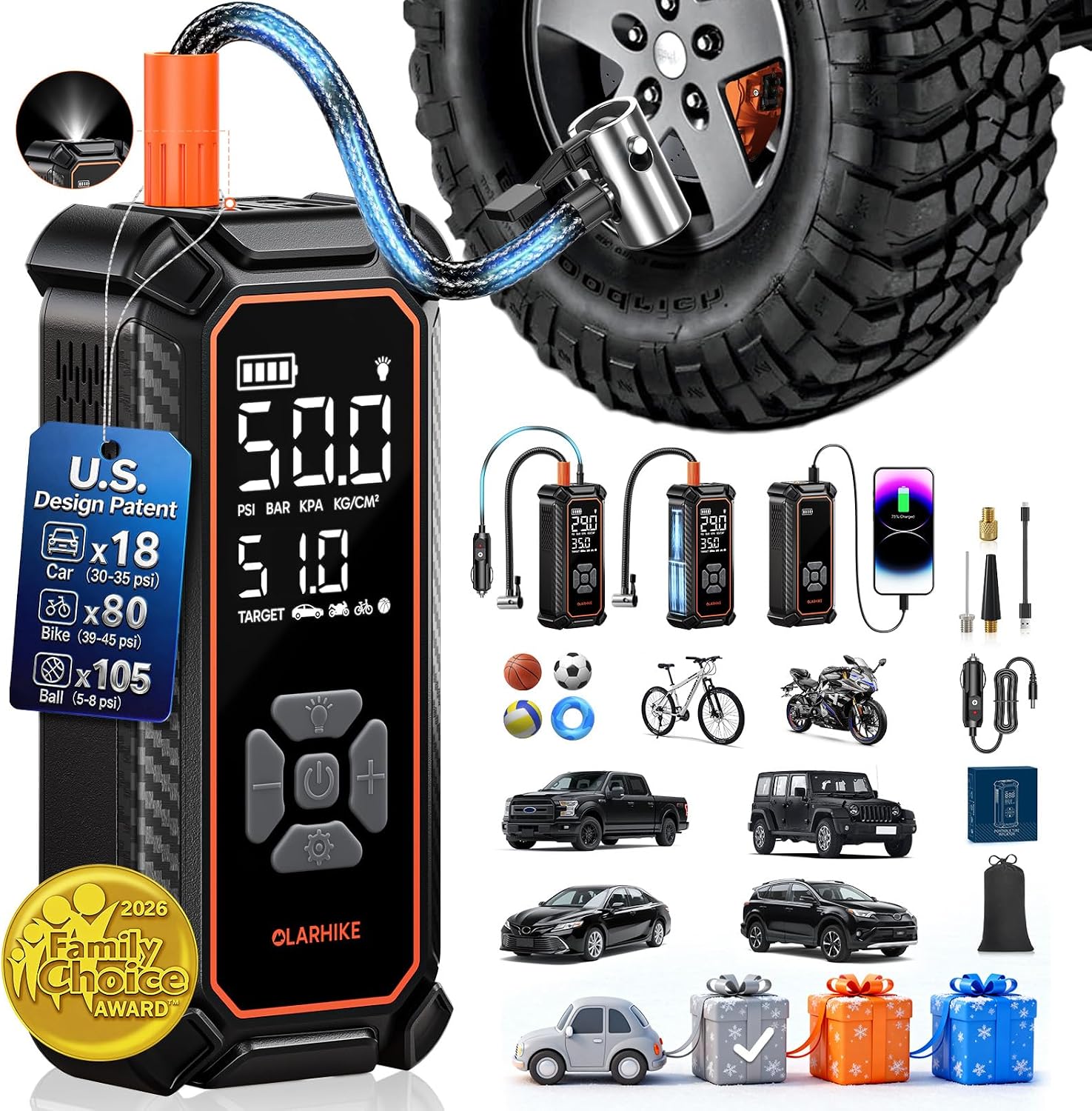OlarHike dual-power inflator