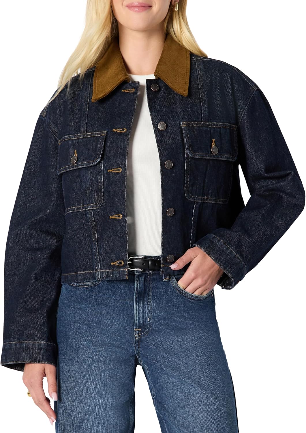 Cropped heavyweight denim jacket