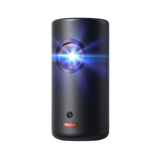 Black NEBULA Capsule 3 Laser projector with red lens ring, front-right view