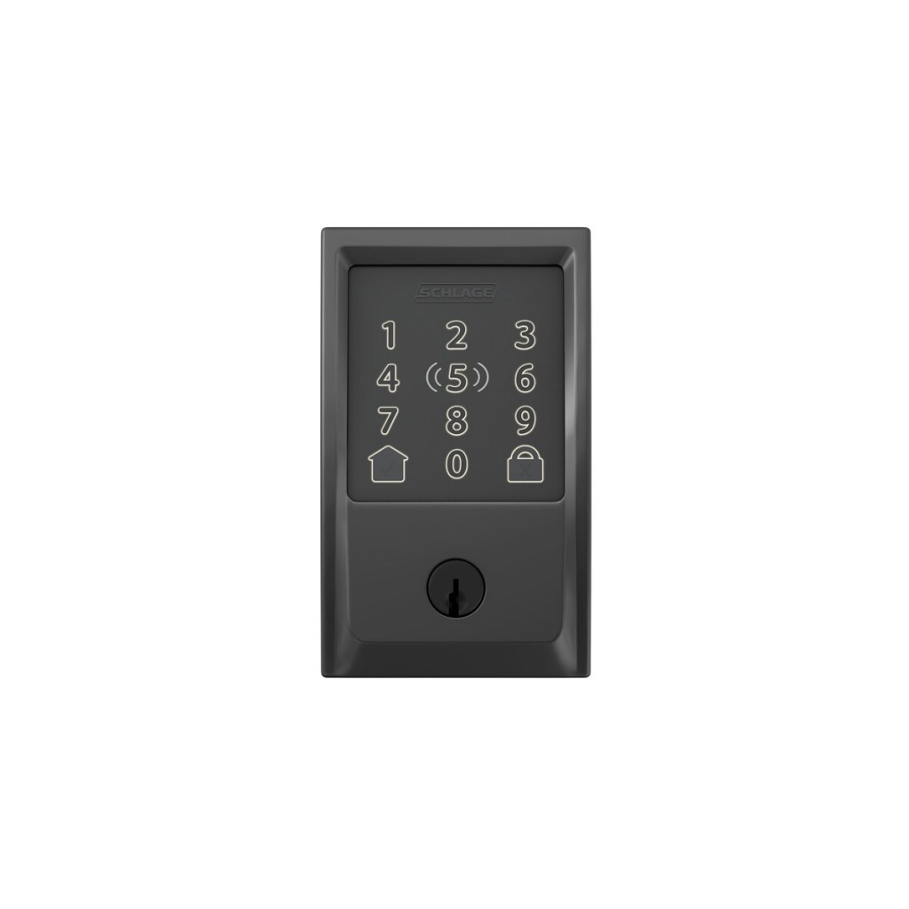Schlage Encode Plus touchscreen deadbolt with Century trim in Matte Black