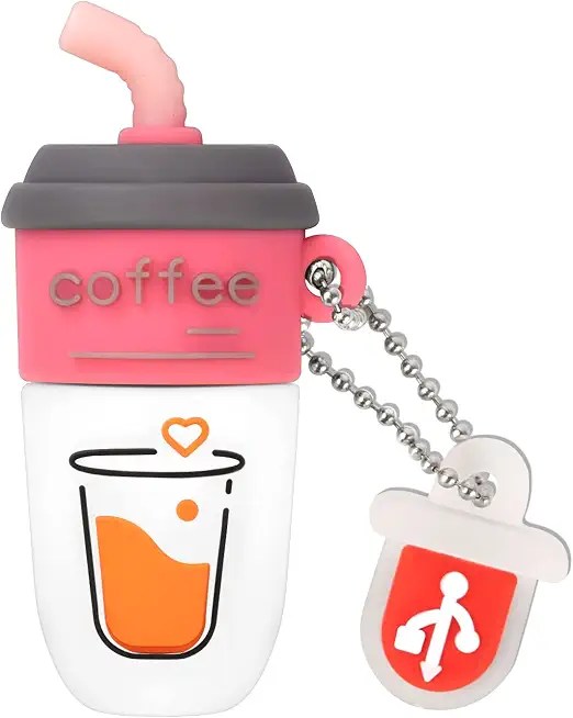 LEIZHAN pink and white coffee cup shaped USB flash drive