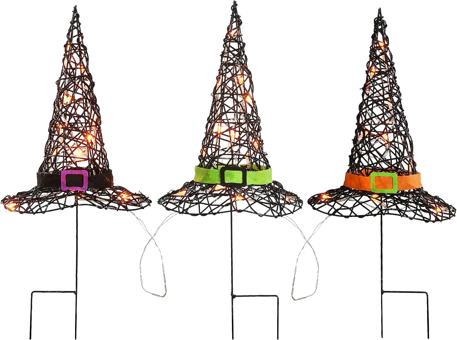 National Tree Company pre-lit witch hat garden stakes