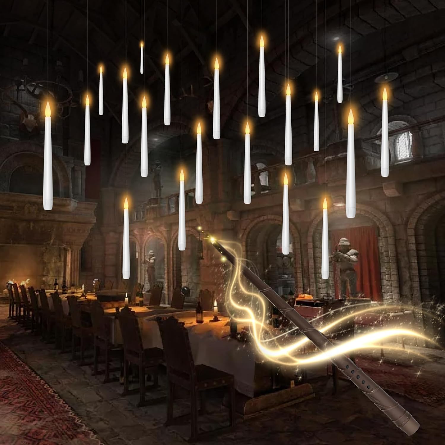 Kakoya 20 floating LED candles with wand remote