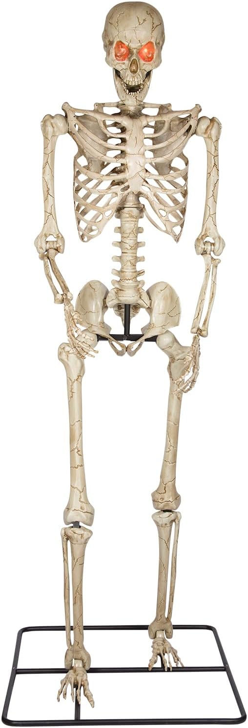 GEMMY 10-foot poseable skeleton with red lighted eyes