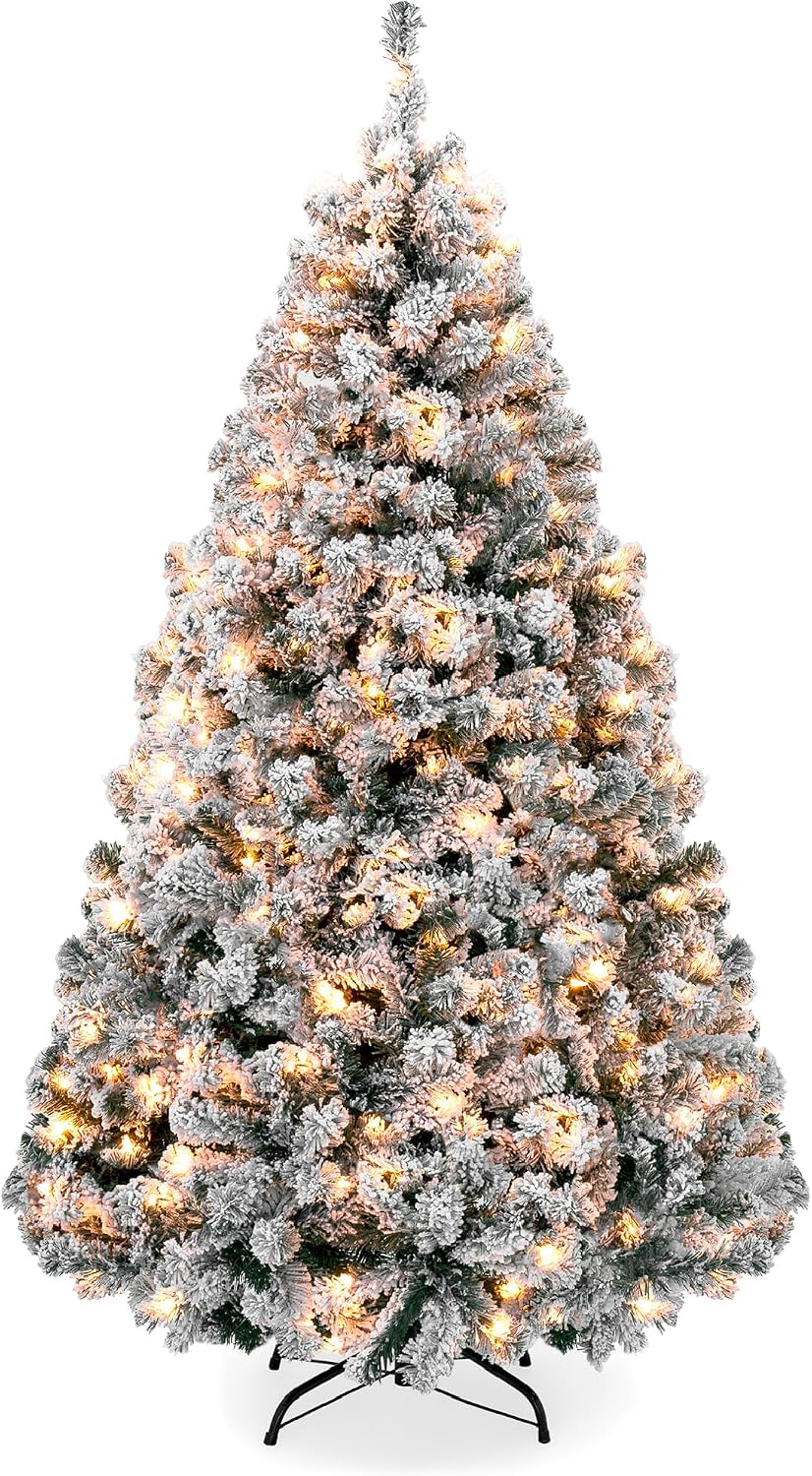 Best Choice Products 6-foot pre-lit snow-flocked pine artificial Christmas tree