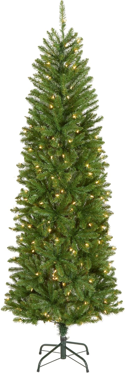 National Tree Company 6.5-foot pre-lit Kingswood Fir slim artificial Christmas tree