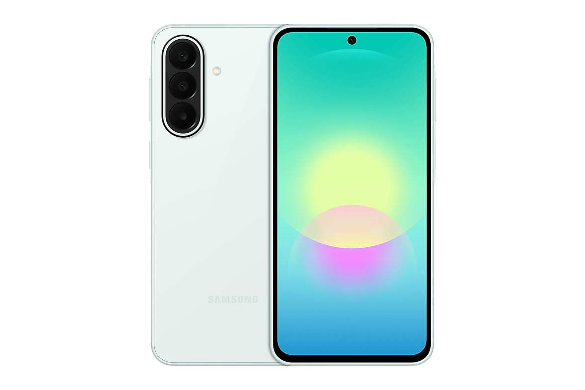 Front and back of the Samsung Galaxy A27 5G in Light Green.